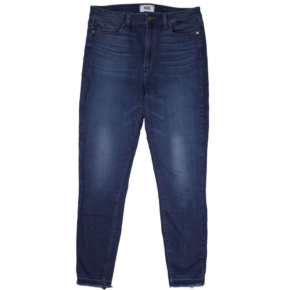 Paige Anthropologie Hoxton Ankle Jeans Dark Wash Raw Hem Women Size 30